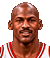 Michael Jordan in a white Bulls jersey